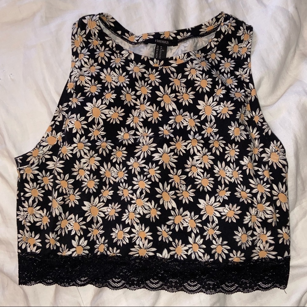 black floral crop top xl